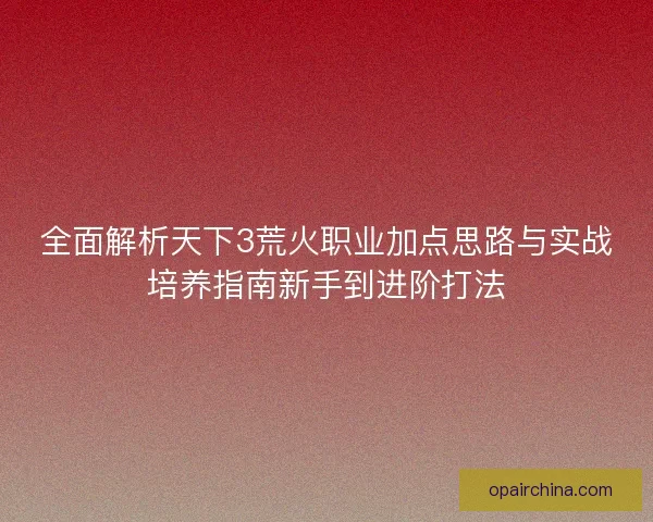 全面解析天下3荒火职业加点思路与实战培养指南新手到进阶打法